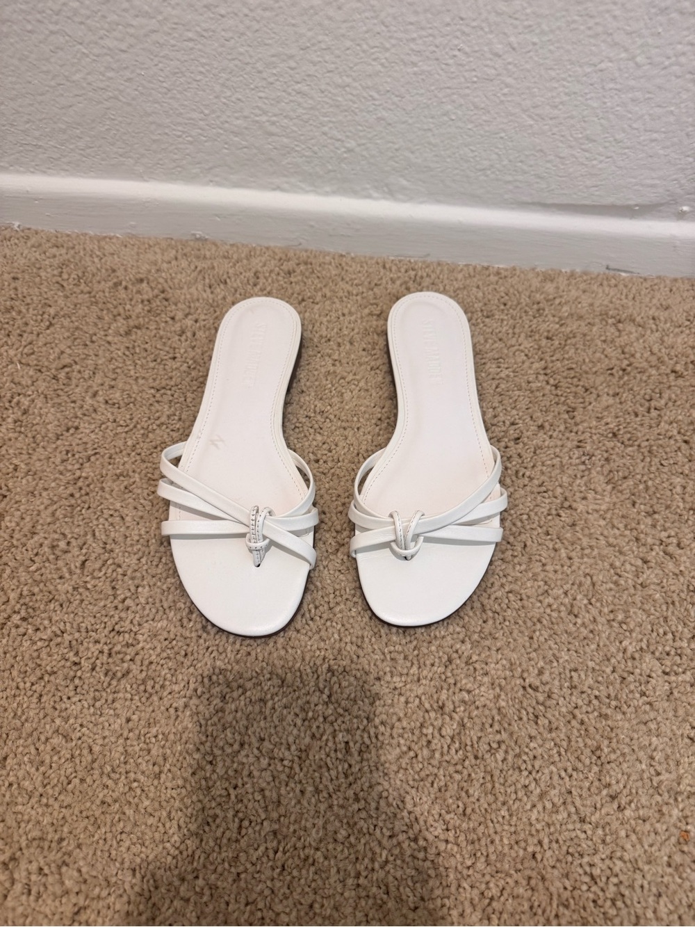 Steve Madden White Knot-Detail Slide Sandals
